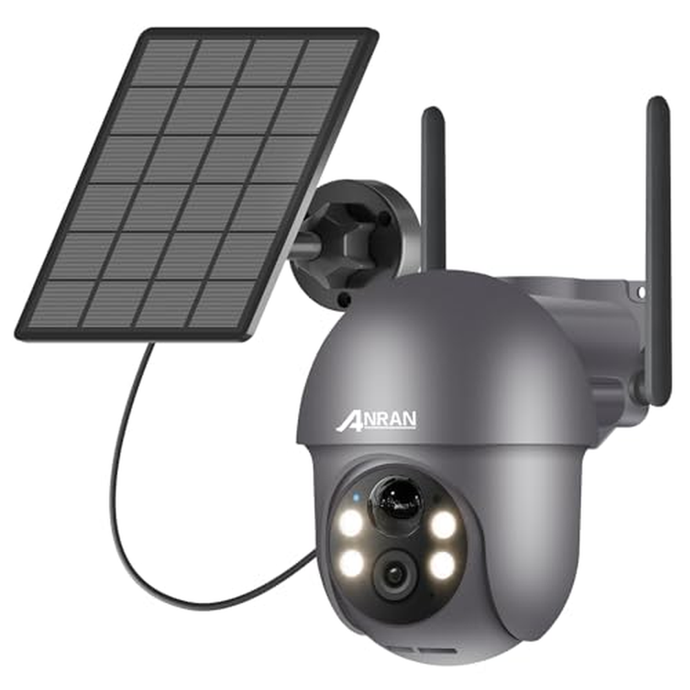 ANRAN 2K Smart Solar Security Camera Outdoor Wireless, Human Detection, Solar Security Camera Outdoor Wireless, Color Night Visi